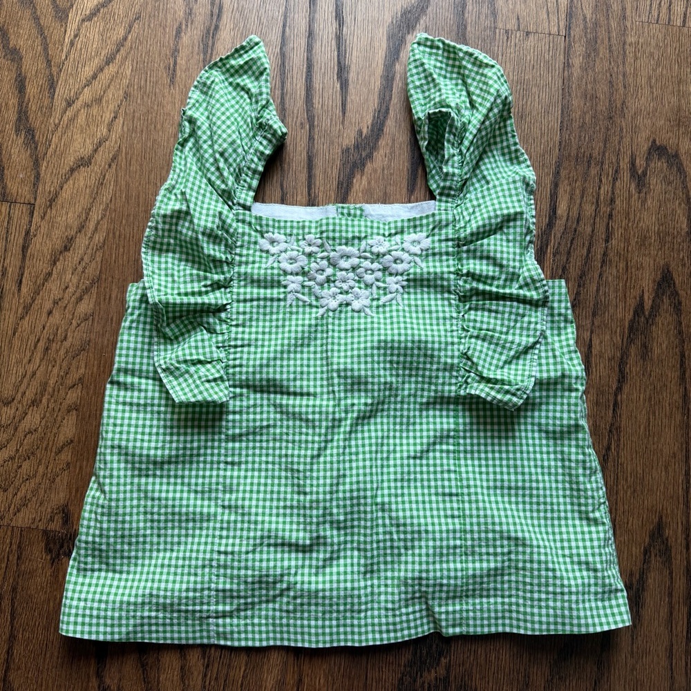 Janie and Jack Green Gingham Top